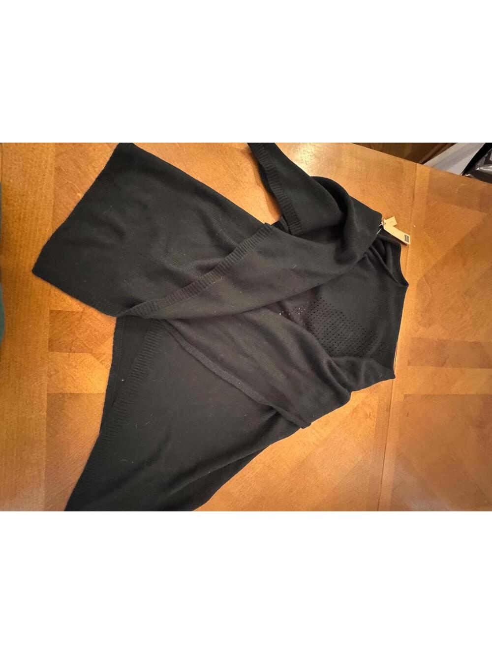Black Knit Sweater Poncho with Diamond Pattern j-2
